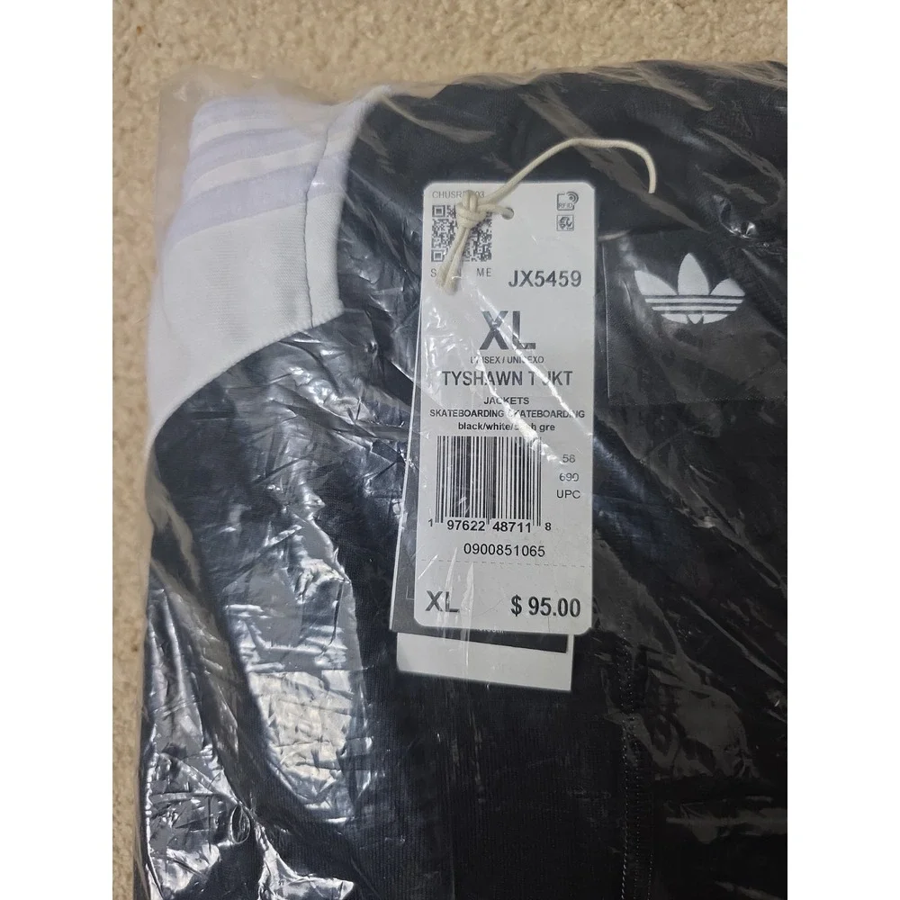 Brand New Mens Adidas Tyshawn Track Jacket Black/White/Grey JX5459 NWT Skate